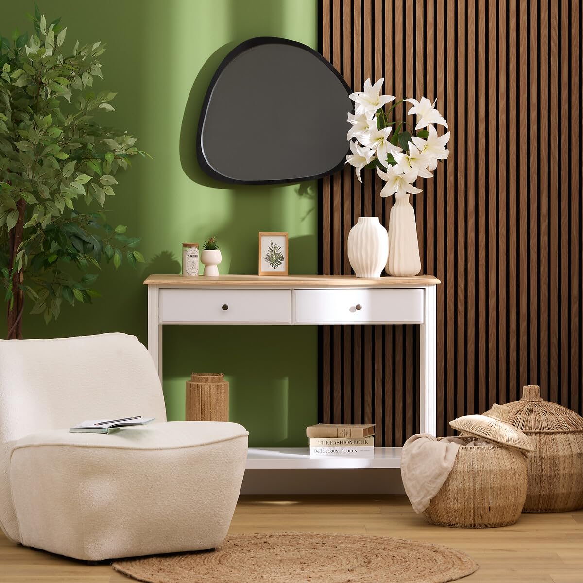 Atmosphera Créateur d'intérieur - Pannello Decorativo in Legno di Colva - 240x60cm - Finitura Noyer - Riduzione del Rumore