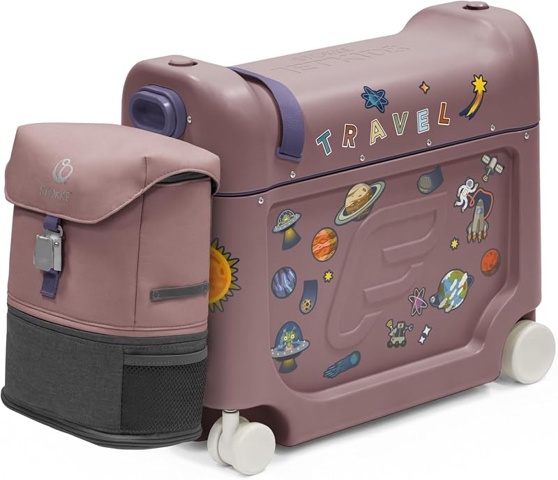 JetKids Travel Bundle, Hazy Lilac - Includes BedBox Ride-On Suitcase & Backpack - Best for Kids 2-7 Years Old (Up to 77 lbs)