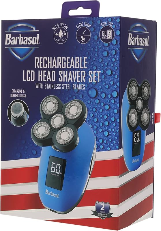 Barbeador elétrico rotativo recarregável XTREME com LCD para cabeça