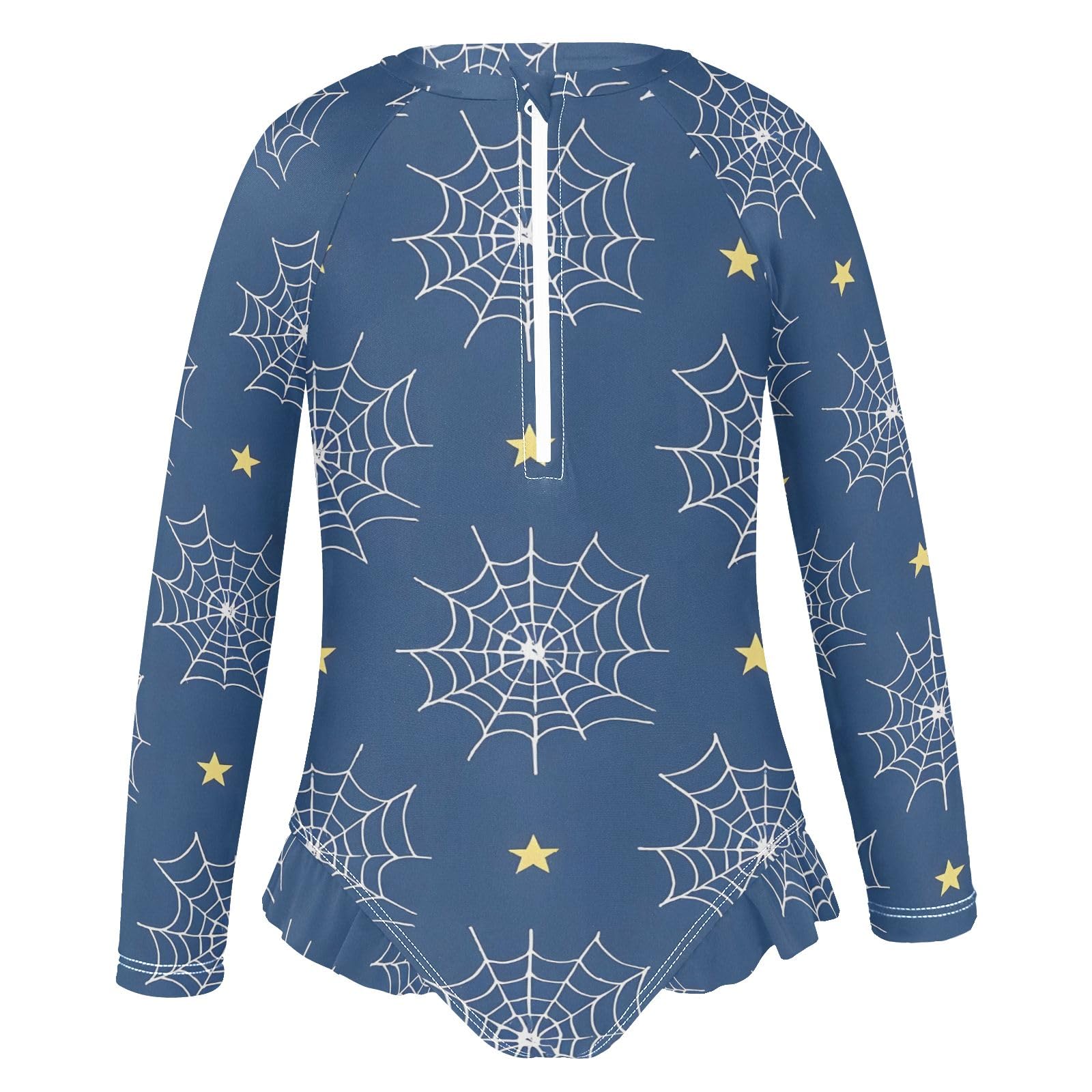 ALAZA Swimsuit for Girls Long Sleeve Rashguard Bathing Suit Cobweb Star Quick Dry 4T