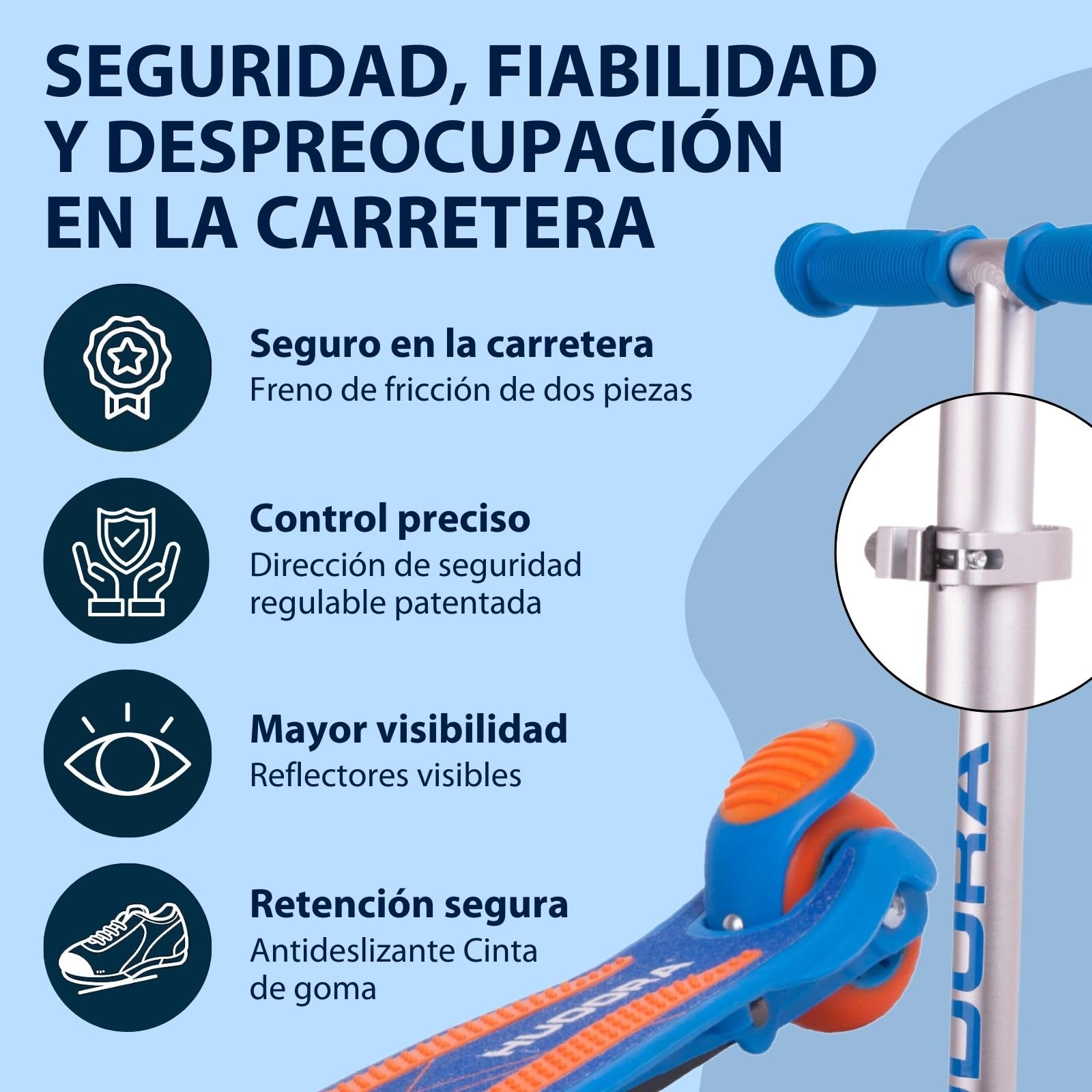 HUDORA Scooter Flitzkids 2.0 I Patinete para niños resistente con amplia plataforma I Scooter de tres ruedas mini ajustable en altura y portátil para hasta 50 kg I Patinete de aluminio para niños