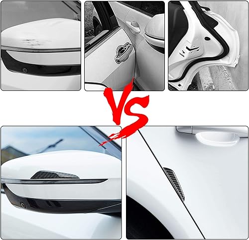 Miniatura 5 de TOMALL 4 tiras anticolisión para puerta de automóvil, protectores de borde de puerta, protector antifrotamiento, textura de fibra de carbono,