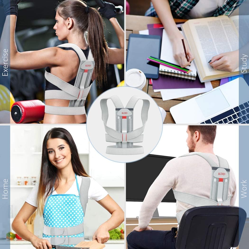 KDD Posture Corrector for Women, Men - Replaceable Support Bars Design Adjustable Upper Lower Back Brace For Clavicle Support, Providing Pain Relief From Neck, Back and Shoulder L