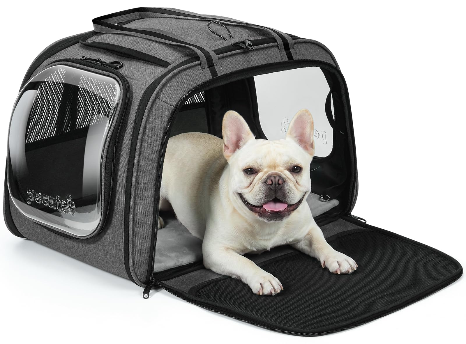 pecute Cat Carrier Extra Large, Dog Carrier Bag Stable Structure, Grey