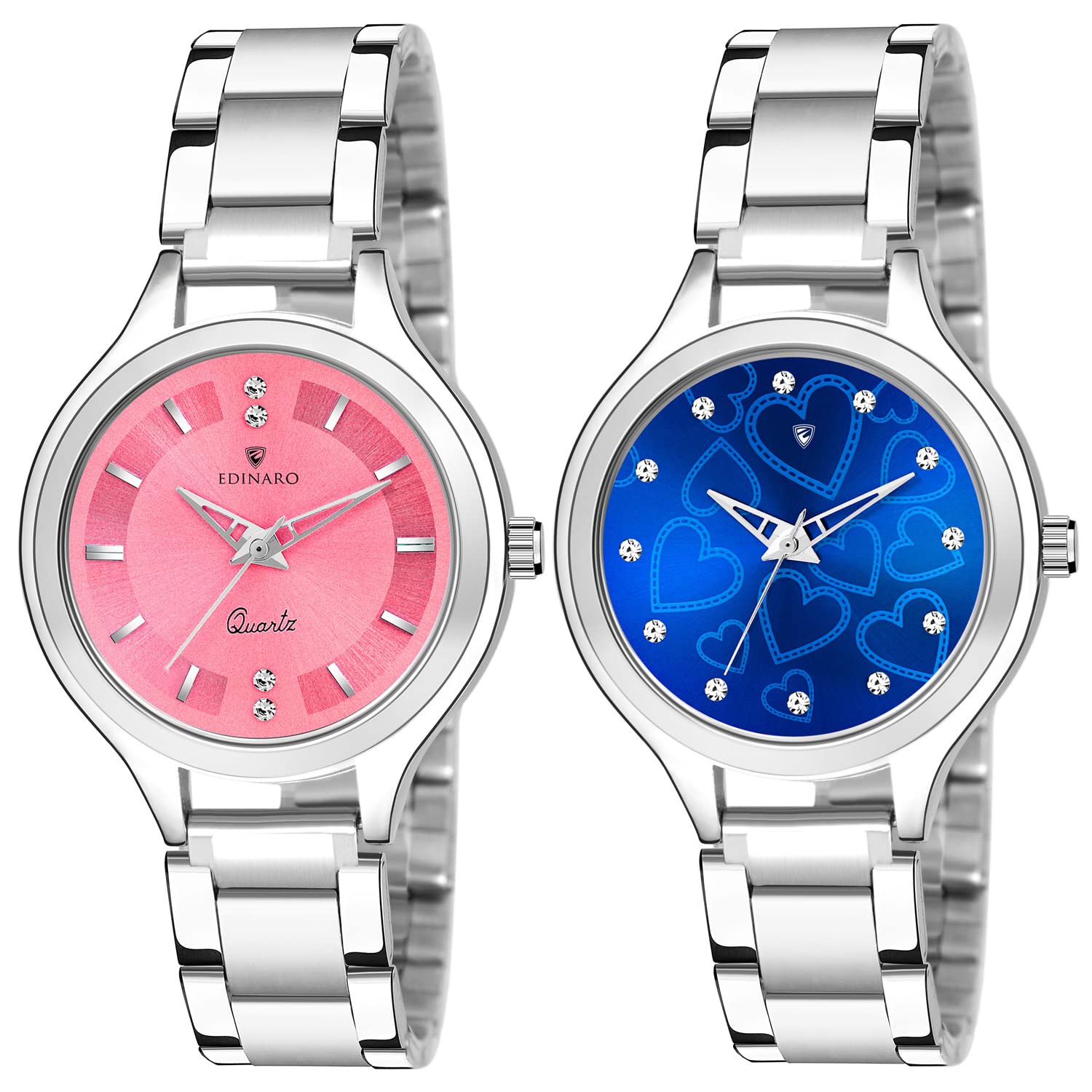 EDINARO Watches for Women Round Studded Dial |Analogue Quartz Movemnet |Long Battery Life|Stainless Steel Adjustable Bracelet Chain Strap|Double Lock Clasp Safety Watches for Girls (B09P1FRWNL) Amazon Price History, Amazon Price Tracker