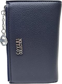 COVERI COLLECTION Damen Geldbörse Kunstleder Art. 17-2 Größe: 15,5 x 10 cm mit Reißverschluss und Clip, Markenschriftzug aus Metall, blau, 15,5 X 10 Centimetri, Klassisch