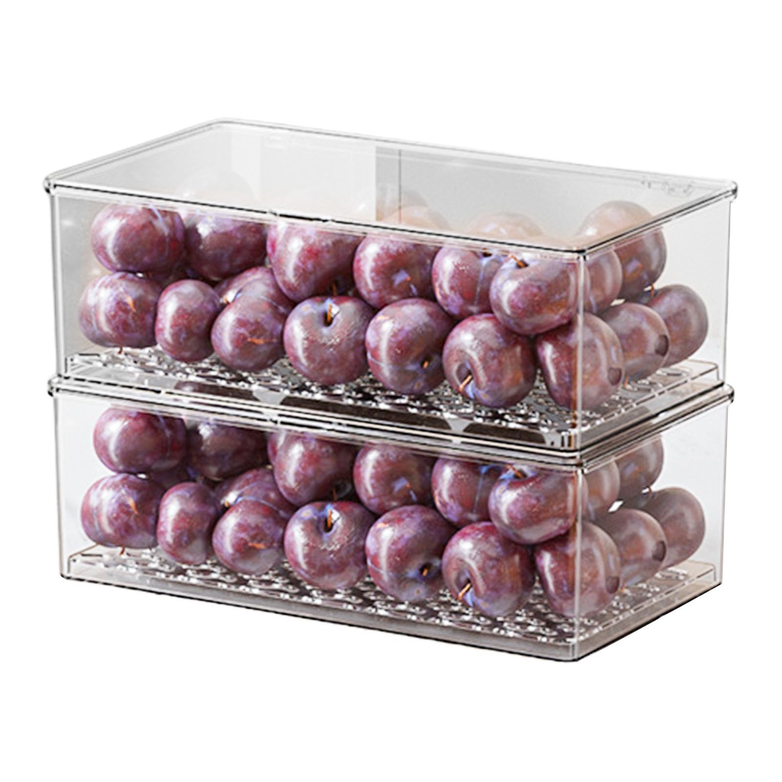 Shurhome Clear Stackable Kitchen Storage Containers Featuring Adjustable Compartments for Fridge Cabinet Organization Multipurpose Stackable Organizers