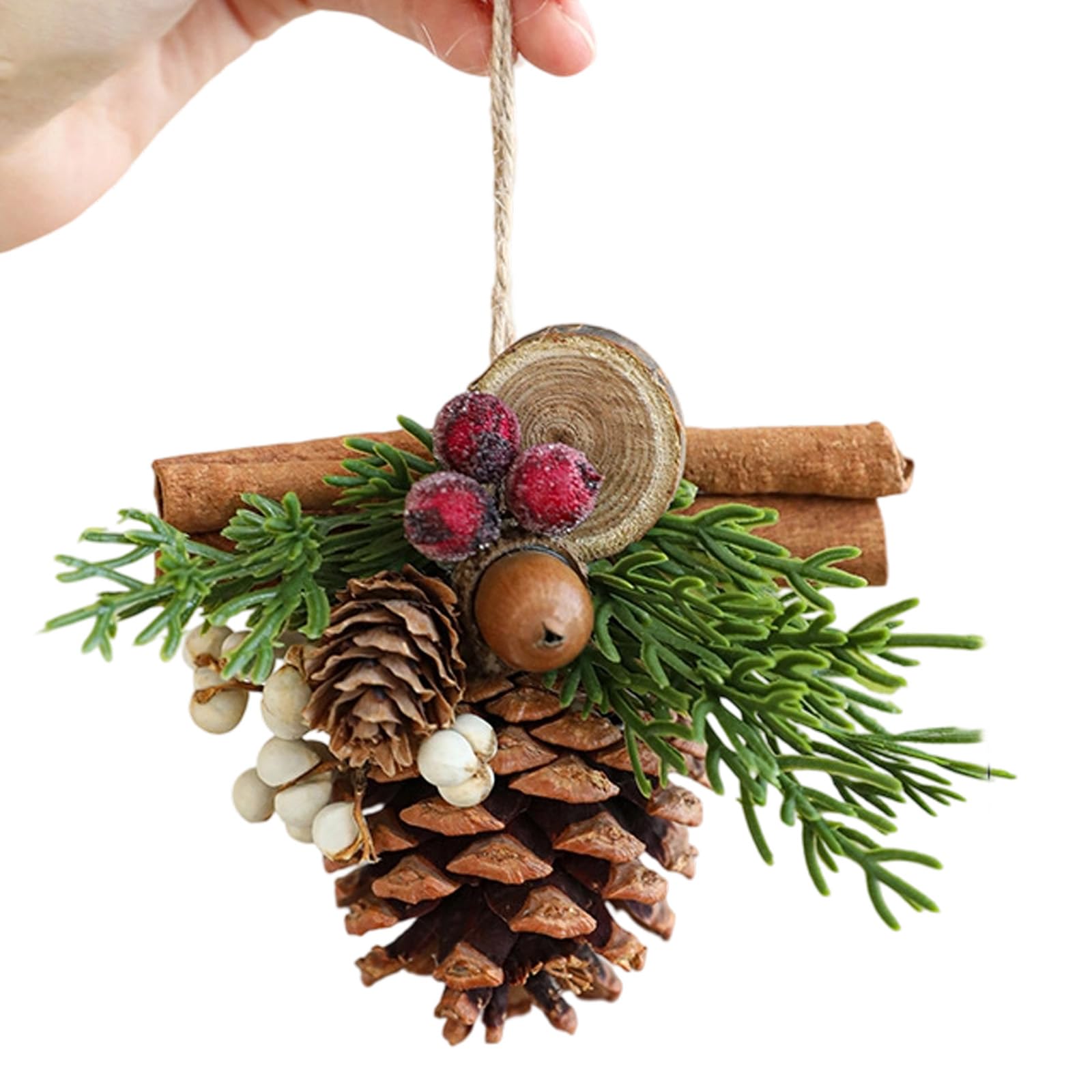 Christmas Tree Decorations Metal Bells with Antlers Pinecone Fabric Accent for Bells Decorations for Home Shop