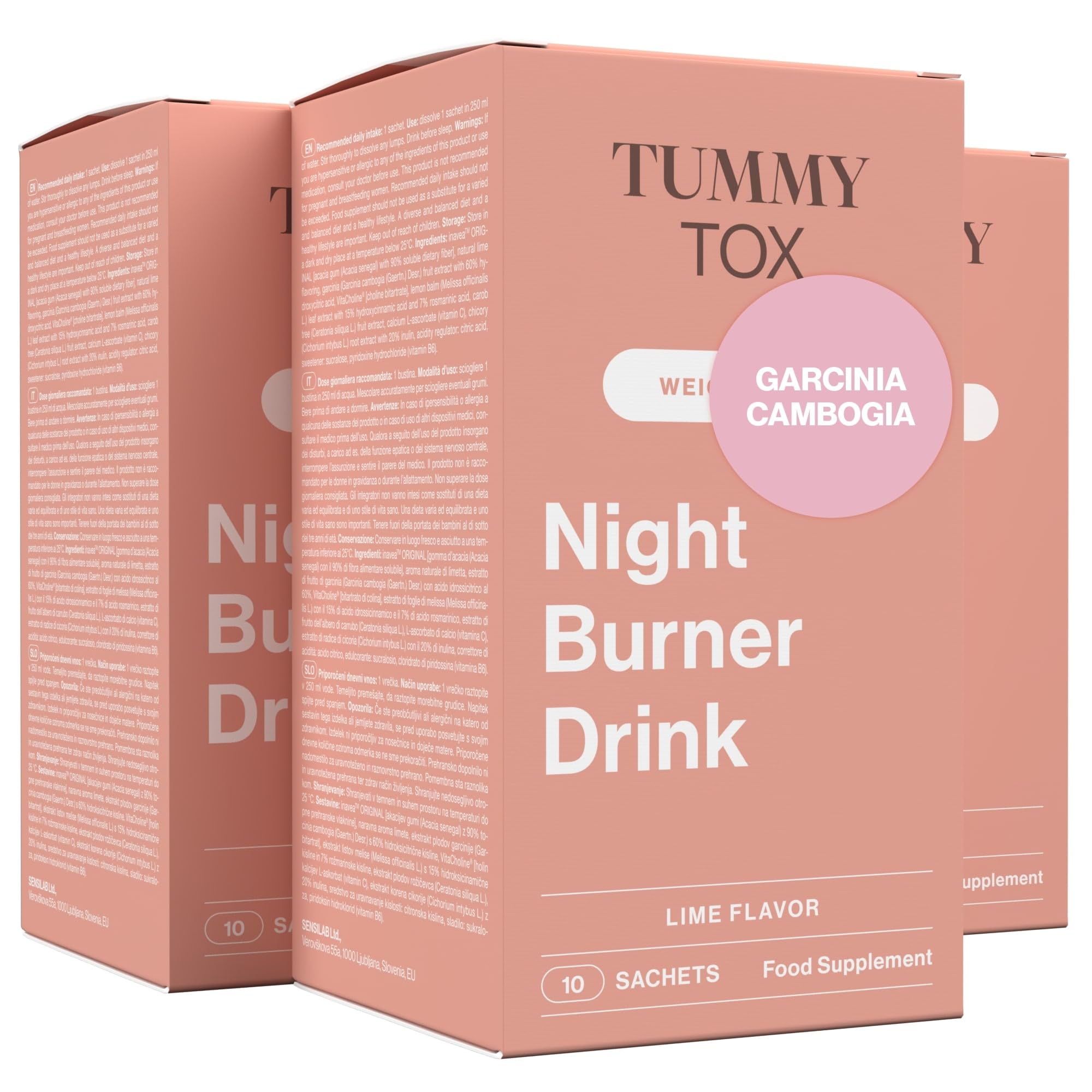 Tummy Tox Night Burner Drink Colina Garcinia Cambogia Algarroba 30 sobres Sabor Lima