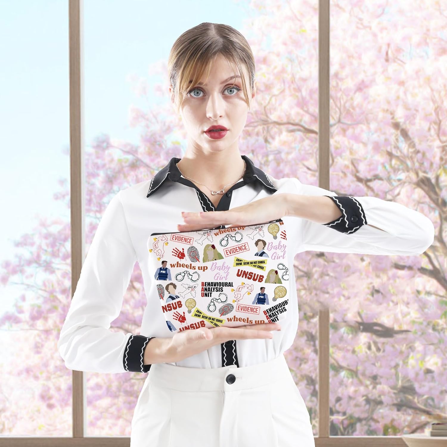 TV Show Inspired Gift TV Show Merchandise Zipper Pouch Spencer Lover Gift Crime Show Makeup Bag for Crime Fans(Crime TV Pattern Bag) - Image 4