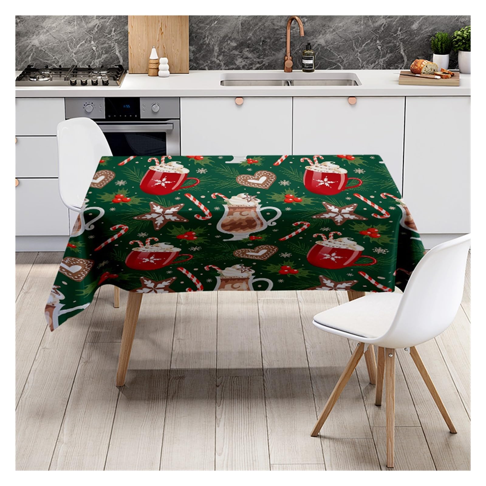 Mantel Navideño Mantel navideño a Cuadros Rojos, Blancos y Verdes for cenas navideñas, decoración de Cocina Invierno, del hogar, Tela Estampada(160X240CM)