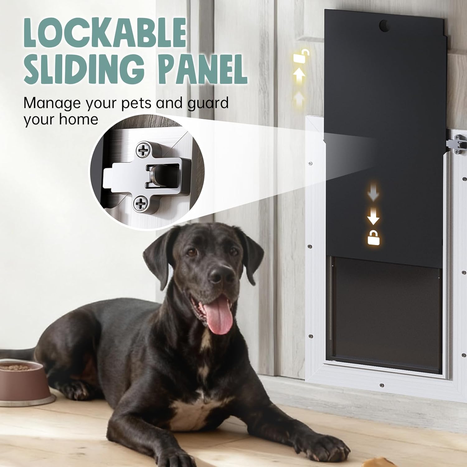 Extra Large Dog Door for Door All Aluminum 3 Flaps White, Heavy Duty XL Dog Door for Dogs, Large Pet Door, with Insulation Flap and Lockable Closing Panel, Durable Rust Resistant, for Pet Up to 220lbs