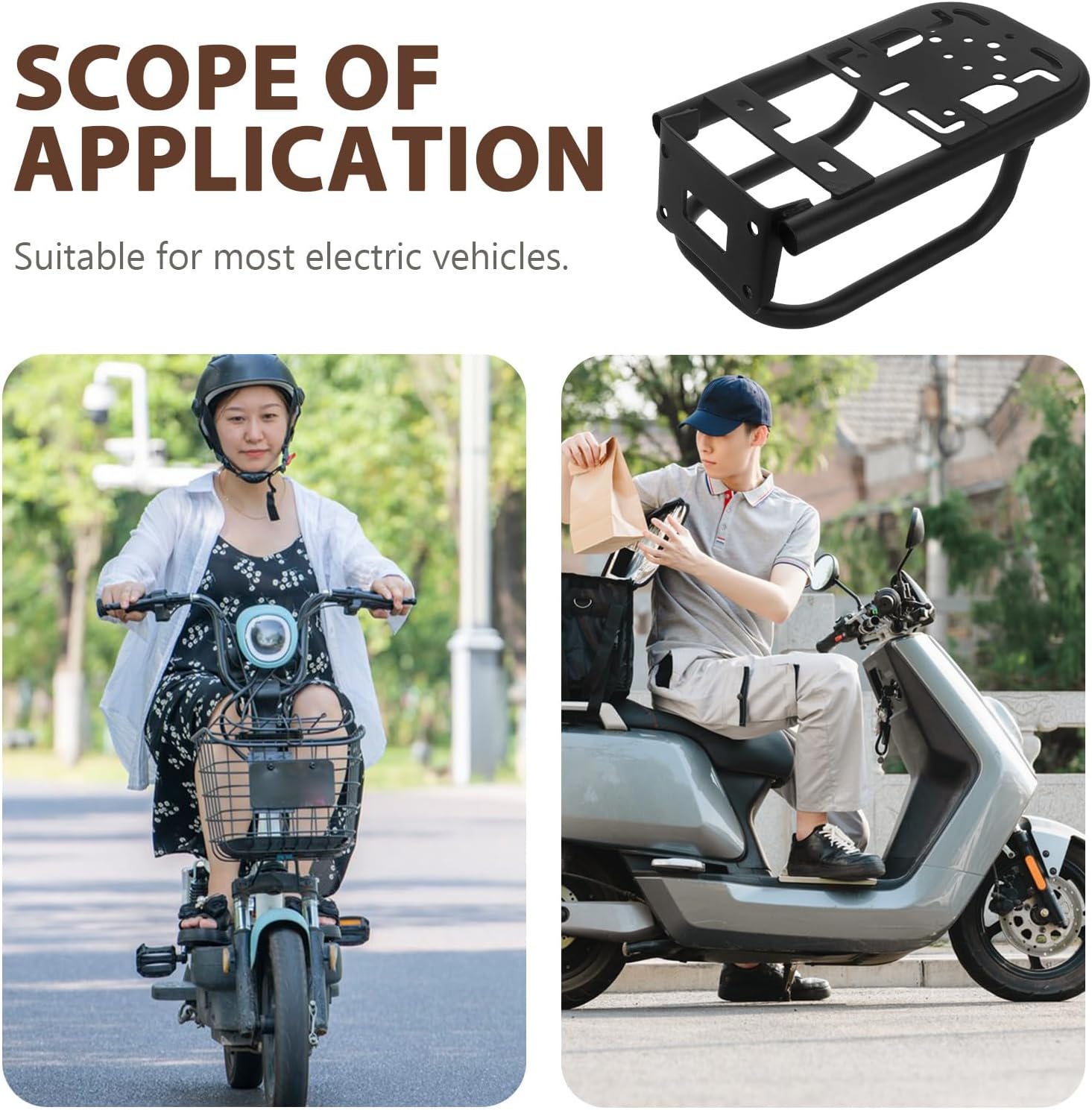 Adjustable Electric Bicycle Rear Cargo Rack Posts Metal Rear Shelf Bike Rack for Adult E-Bike Storage and Seat Compatible