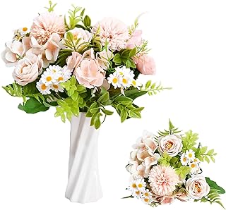 NALACAL 3 Pcs Mixed Artificial Rose and Daisy Flower Bouquets