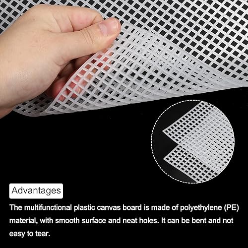 Miniatura 4 de MECCANIXITY Lámina de lona de malla de plástico de 23.6 x 16.5 pulgadas, rectángulo de lona blanca en blanco, agujero de 0.157 in para bordar, malla