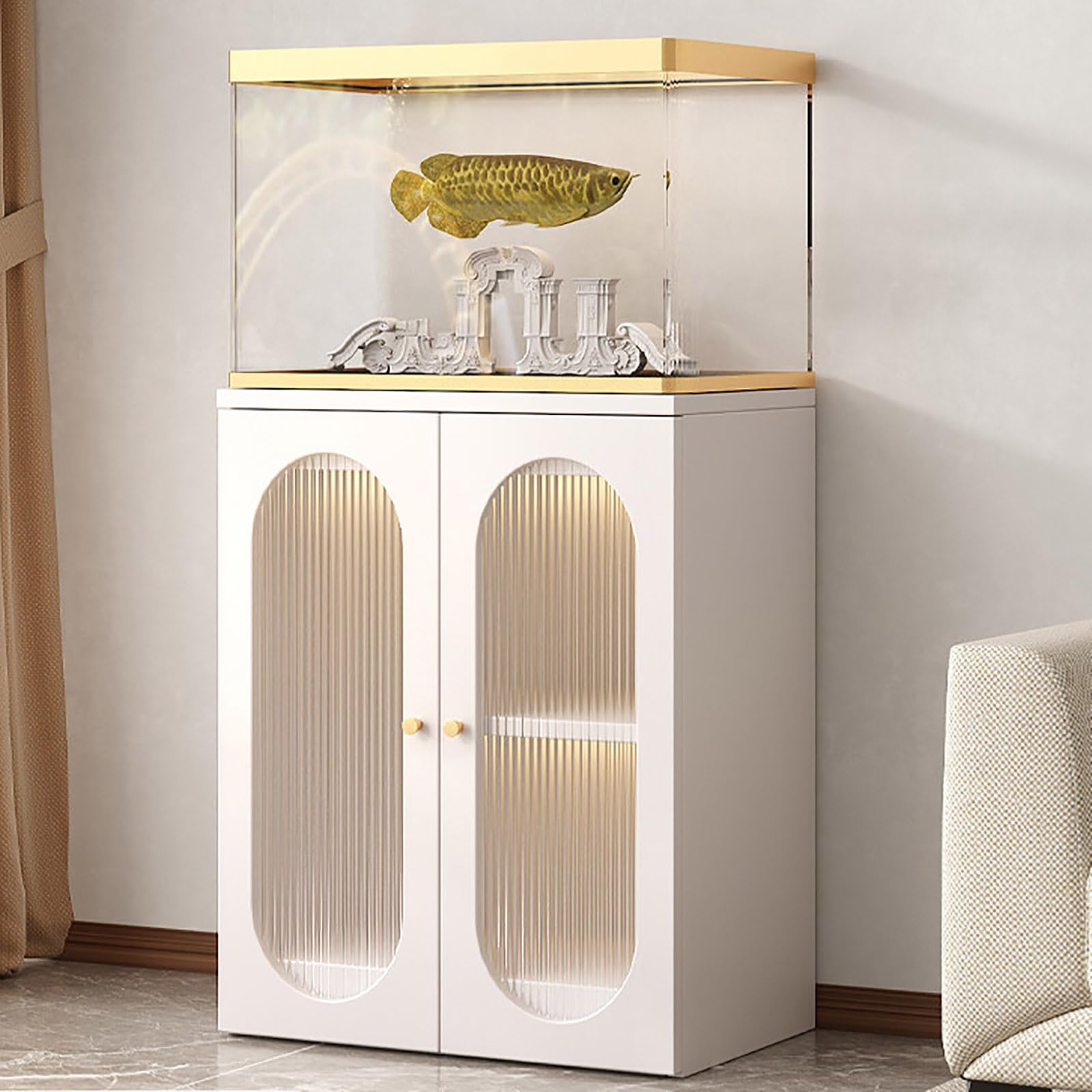Support de télévision blanc 80x45cm anti-basculement avec plateau épais 16mm