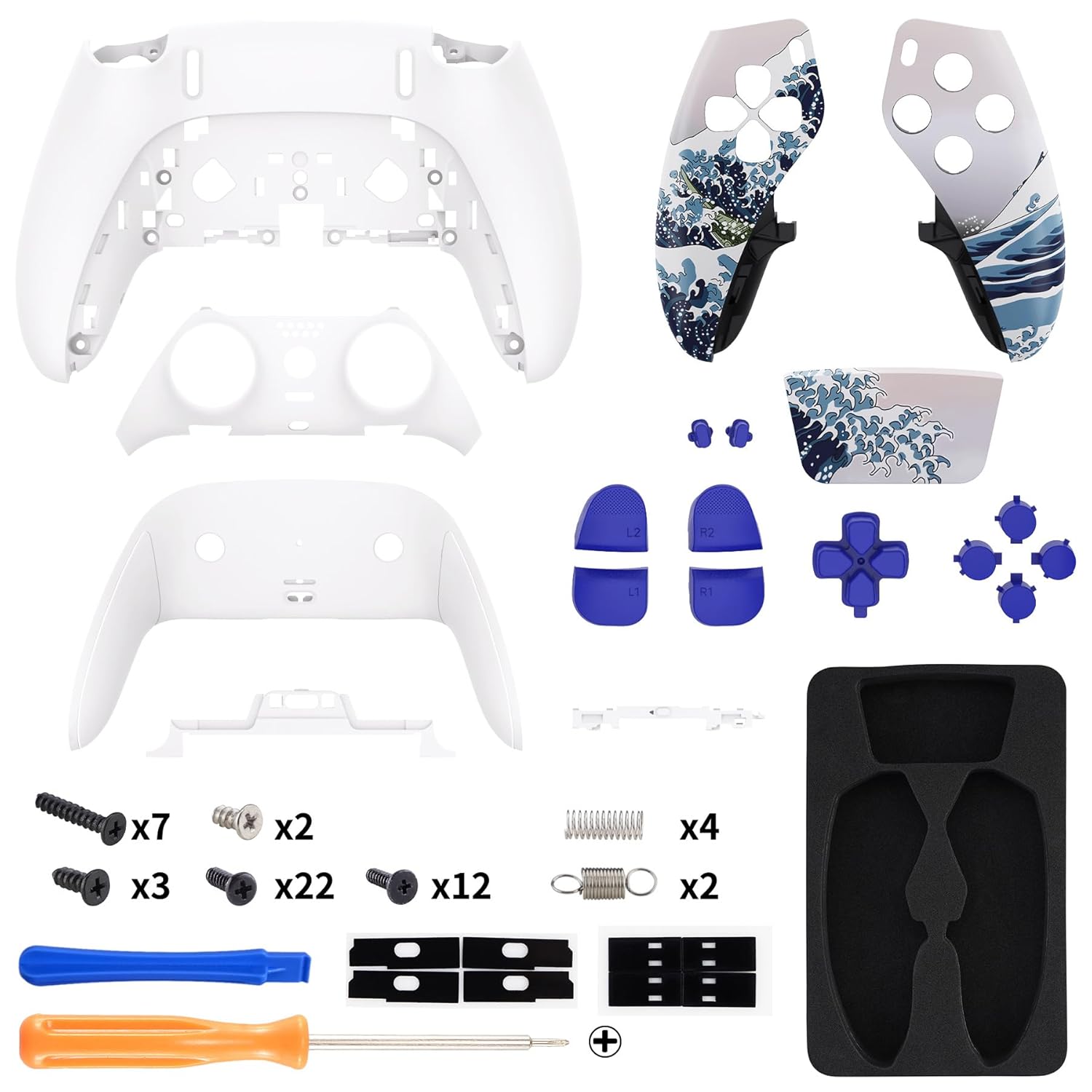 eXtremeRate Full Set Shell with Buttons Touchpad Cover Compatible with ps5 Edge Controller, The Great Wave Replacement Decorative Trim Shell Front Back Plates Compatible with ps5 Edge Controller - Image 2