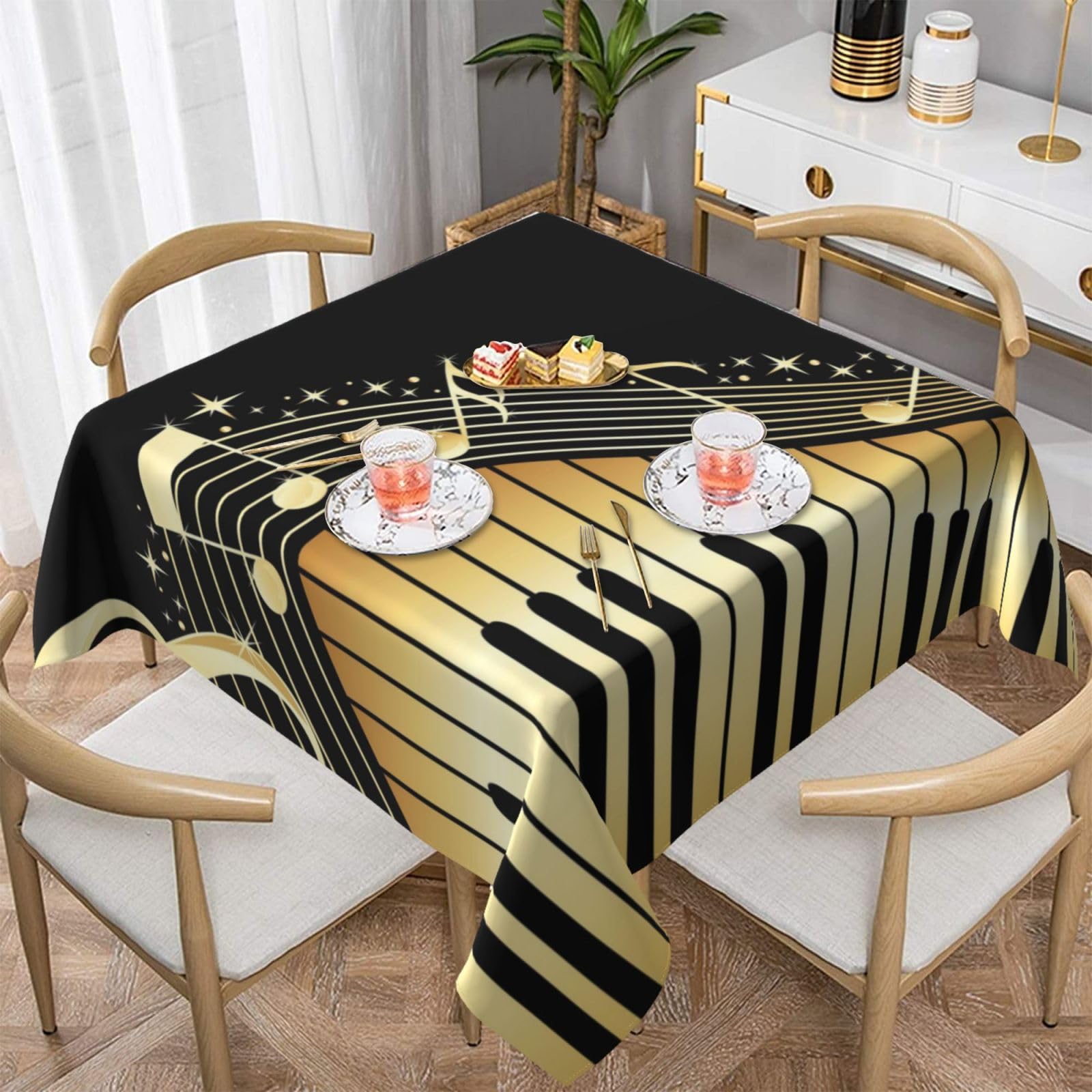 Nappe imprimée musicale imperméable nappe décorative carrée infroissable anti-poussière maison