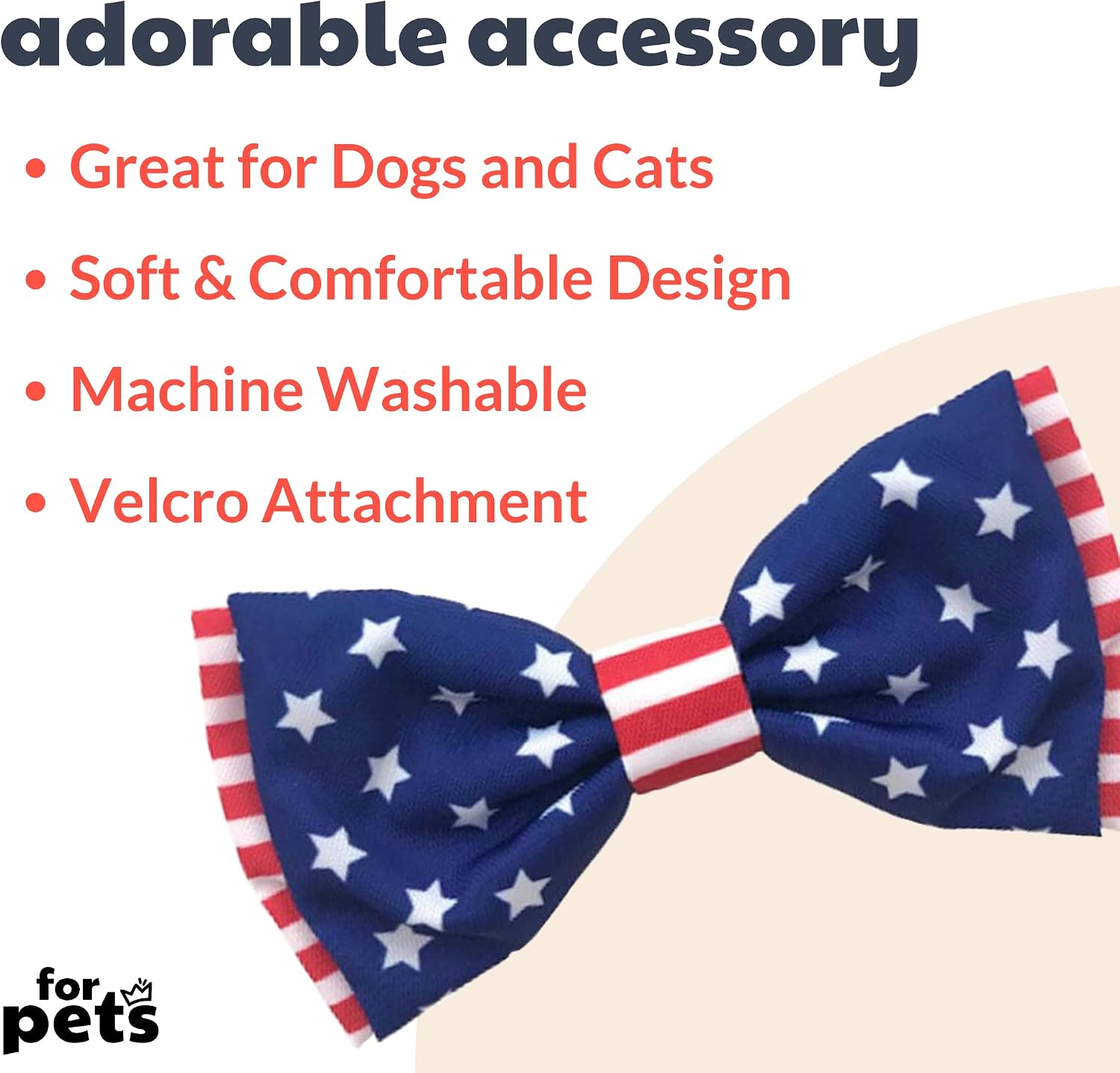 Huxley & Kent Pet Bow Tie for Dogs & Cats - 4th of July Adjustable Hook & Loop Collar Accessory - Cute & Comfortable for Holidays & Celebrations - Liberty, Small image 2