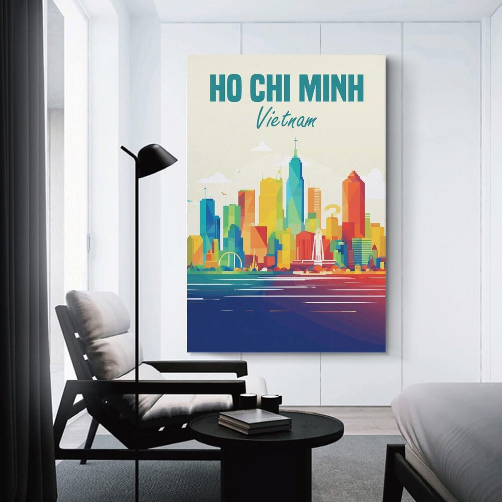 Junmoney Unframe-Style-1 Ho Chi Minh Vietnam Canvas Wall Art 08X12inch(20X30cm), For Home Lounge, Bedroom Or Reading Nook, Eye Catching Artwork For Blank Walls