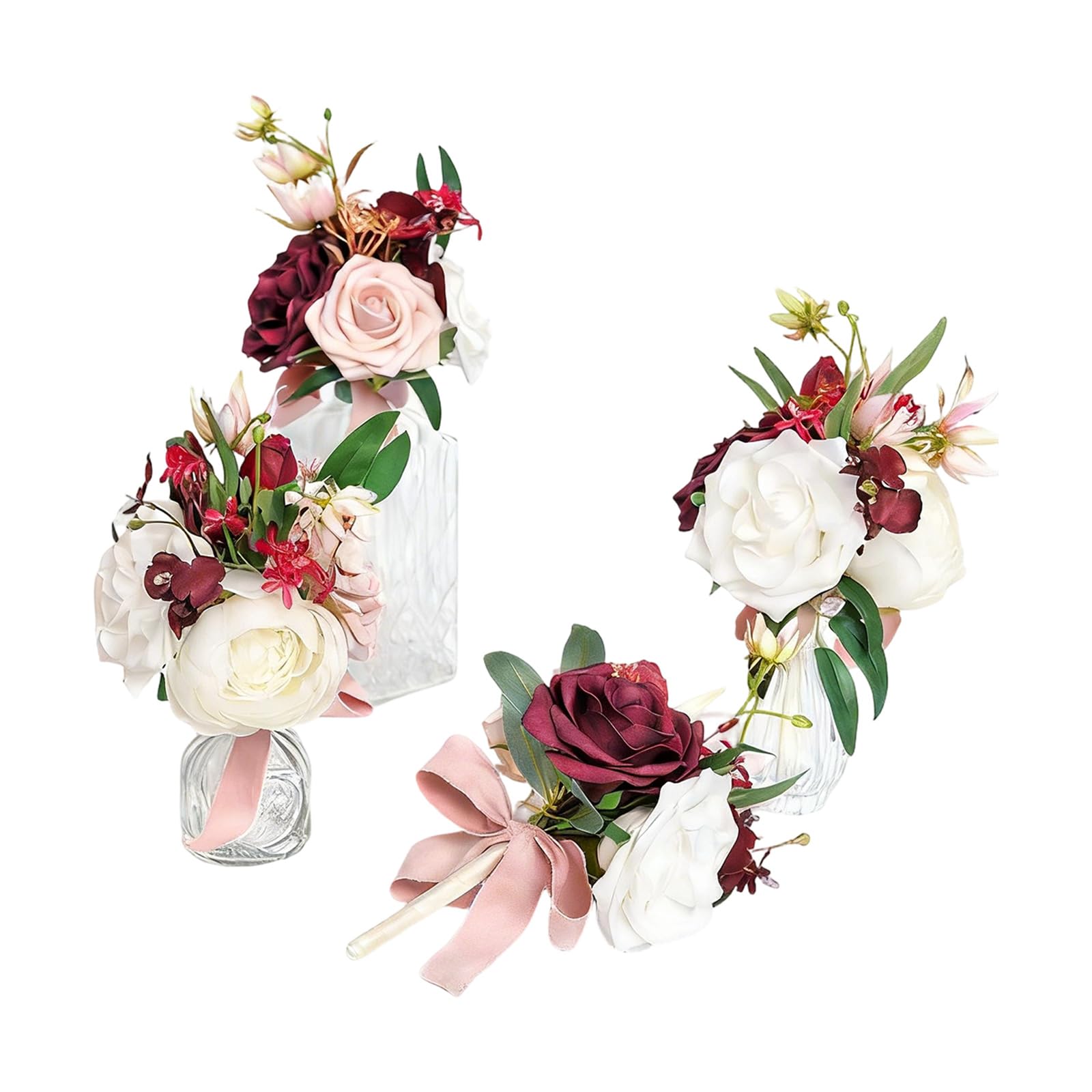 ZEPFJHE Of 4 Handcrafted Realistic Flower Bundles Outdoor Wedding Arrangement Suitable for Outdoor Weddings and Event Artificial Wedding Arrangement