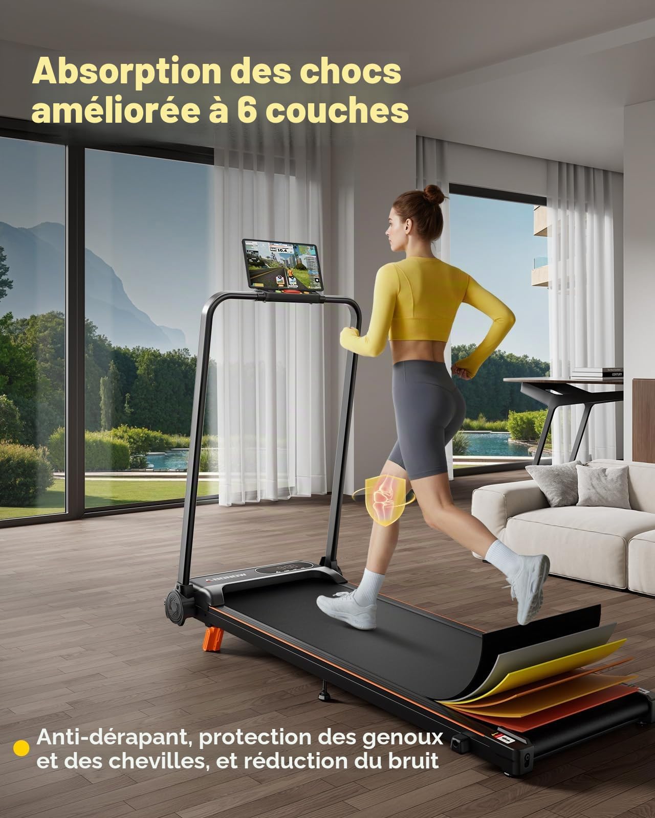 Abonow Tapis de Marche avec Inclinaison Manuelle 8%, Petit Tapis Roulant pour Maison, Tapis de Marche sous Bureau pour Bureau, Moteur 3.0HP 1-10km/h, Pliable, Écran LED, Télécommande Magnétique, sans