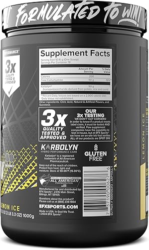Miniatura 178 de EFX Sports Karbolyn Fuel | Polvo de carbohidratos de rápida absorción | Carga de carbohidratos, energía sostenida, recuperación rápida, sin