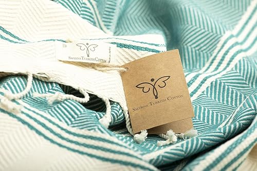 Miniatura 3 de SMYRNA TURKISH COTTON Aegean Series - Toalla de playa turca original, prelavada, 37 x 71 pulgadas, toalla de baño peshtemal y turca para spa, playa,