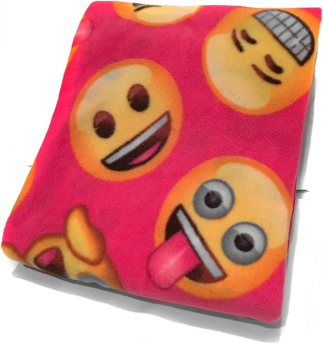 lovemyfabric Super Soft Emoji Print Fleece Light Weight Couch/Sofa/Travel Throw Blanket (60"X84", Pink)