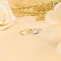 Vista 6 de Juego de anillos apilables de sol y luna para mujer, anillos de joyería celestial ajustables para mujer, anillos a juego como regalo de Navidad