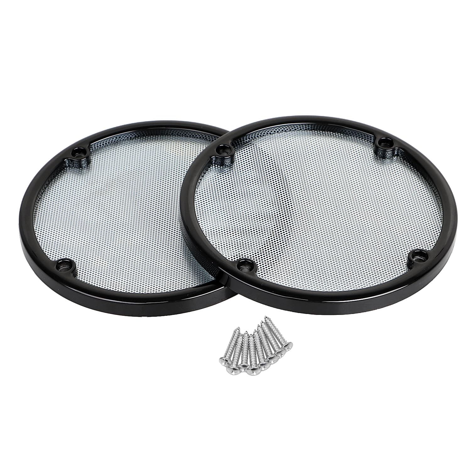 1 Pair Chrome+Black Rear Speaker Trim Grills Mesh Covers Compatible with 2006-2013 Harley Electra Glide Street Glide Ultra Classic