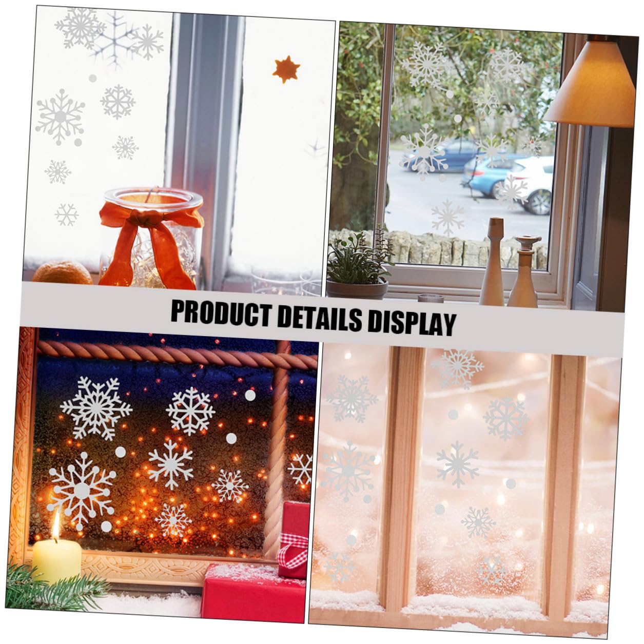 Pegatinas Navideñas para Ventanas de Copos de Nieve Purpurina Plateada 5 Láminas Adhesivas Decorativas para Puertas y Cristales Decoración Festiva para Navidad
