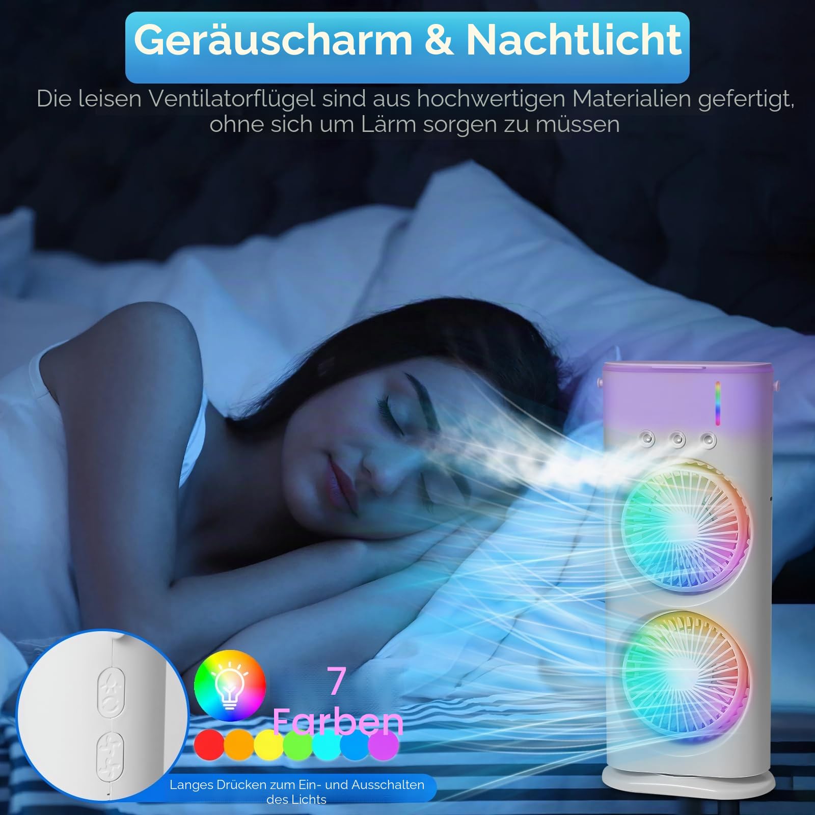 Luftkühler Mobile Klimaanlage, 4 in 1 Mini Klimagerät mit Fernbedienung