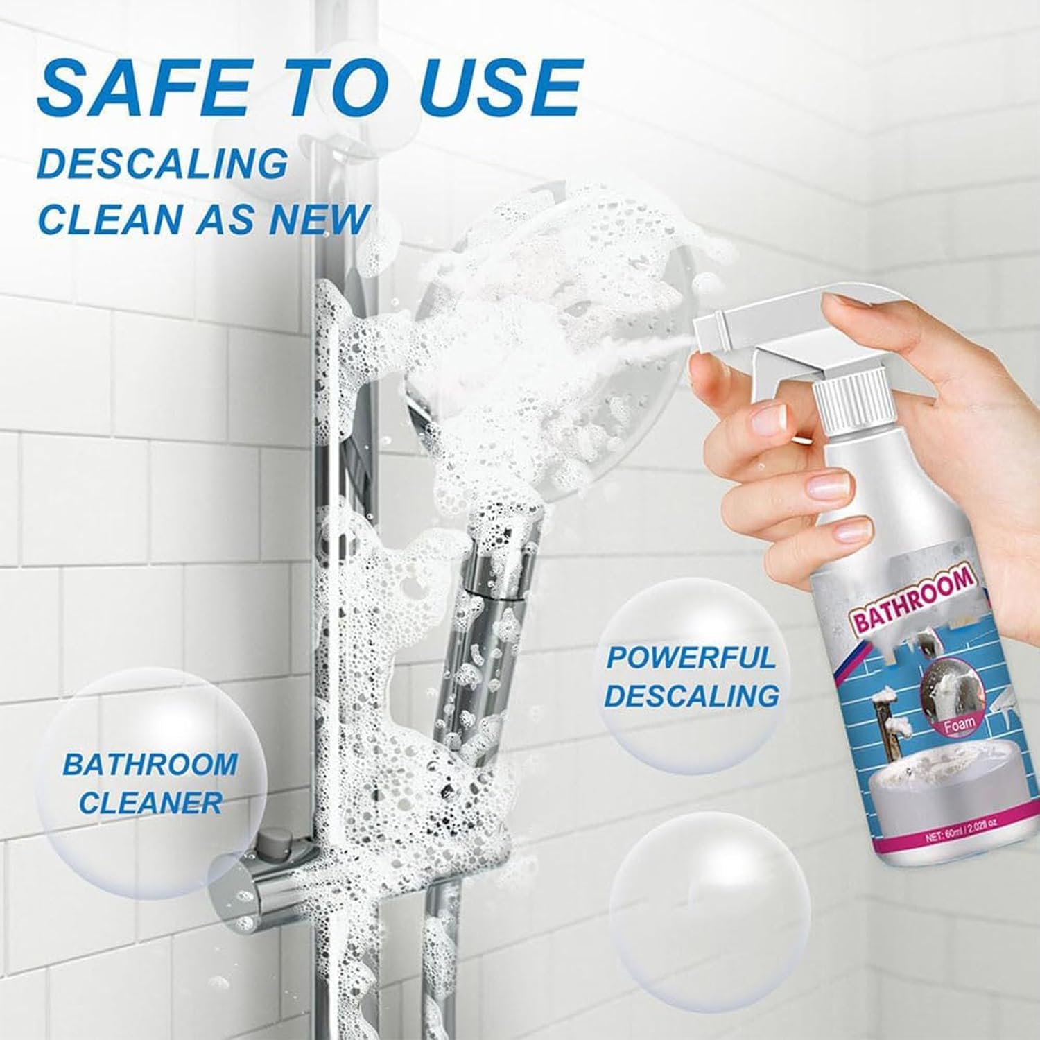 Bathroom Descaler, Bathroom Descaler Schaum, Multifunktional Bedroom Descaler, Stubborn Stains Cleaner, Für Glas Kanalisation Toiletten (6)