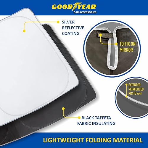 Miniatura 3 de Goodyear GY008285 - Parasol plegable para parabrisas de automóvil de ajuste personalizado, protector solar de vehículo, protector solar para Toyota