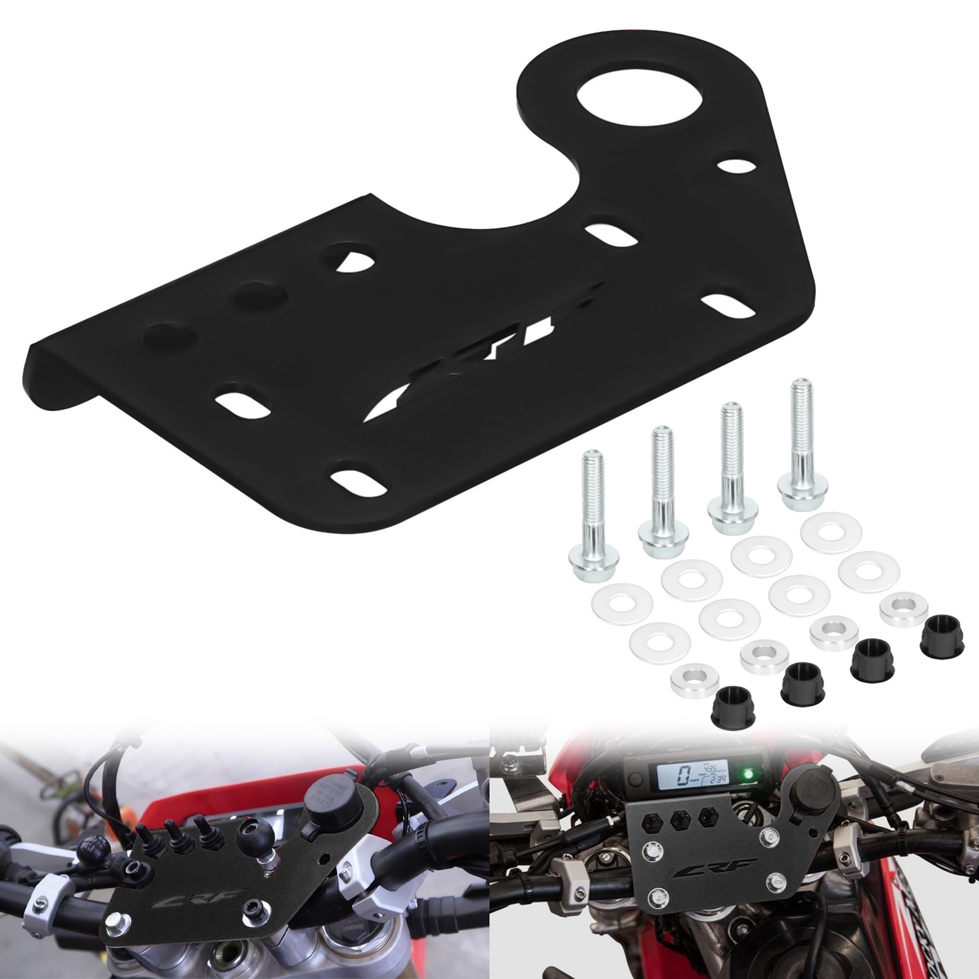 CRF450L/R-S/RL Panneau de tableau de bord avant de 2,2 cm, barres intérieures compatibles avec CRF450L CRF450R-S CRF450RL 2020-2026 en aluminium (noir)