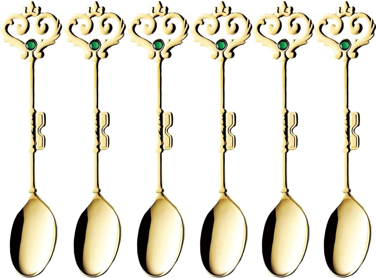 Takamura Metal 519835 Herky Gold Teaspoon, Green, Set of 6