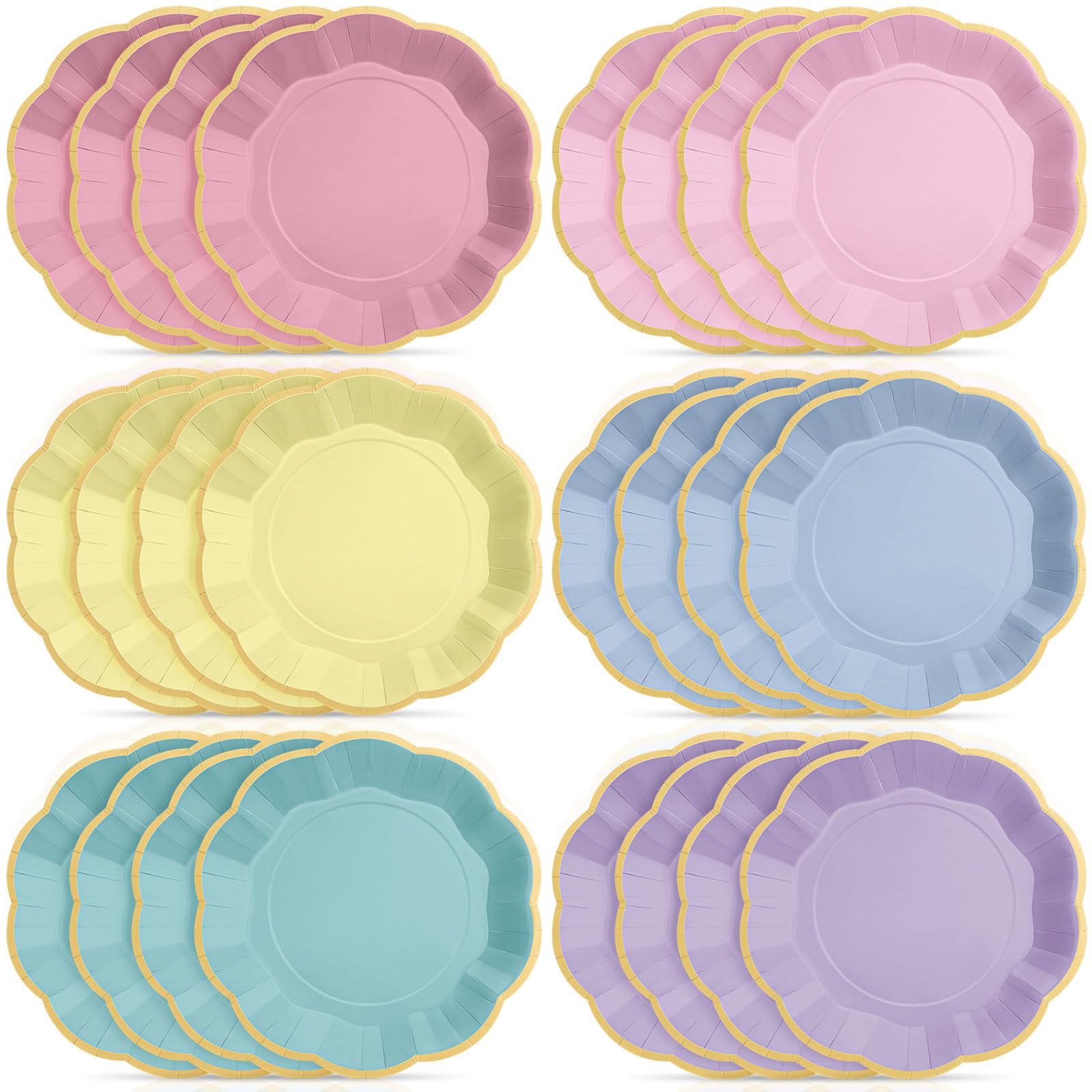 72 Pcs Pastel Paper Plates 9 Inch Disposable