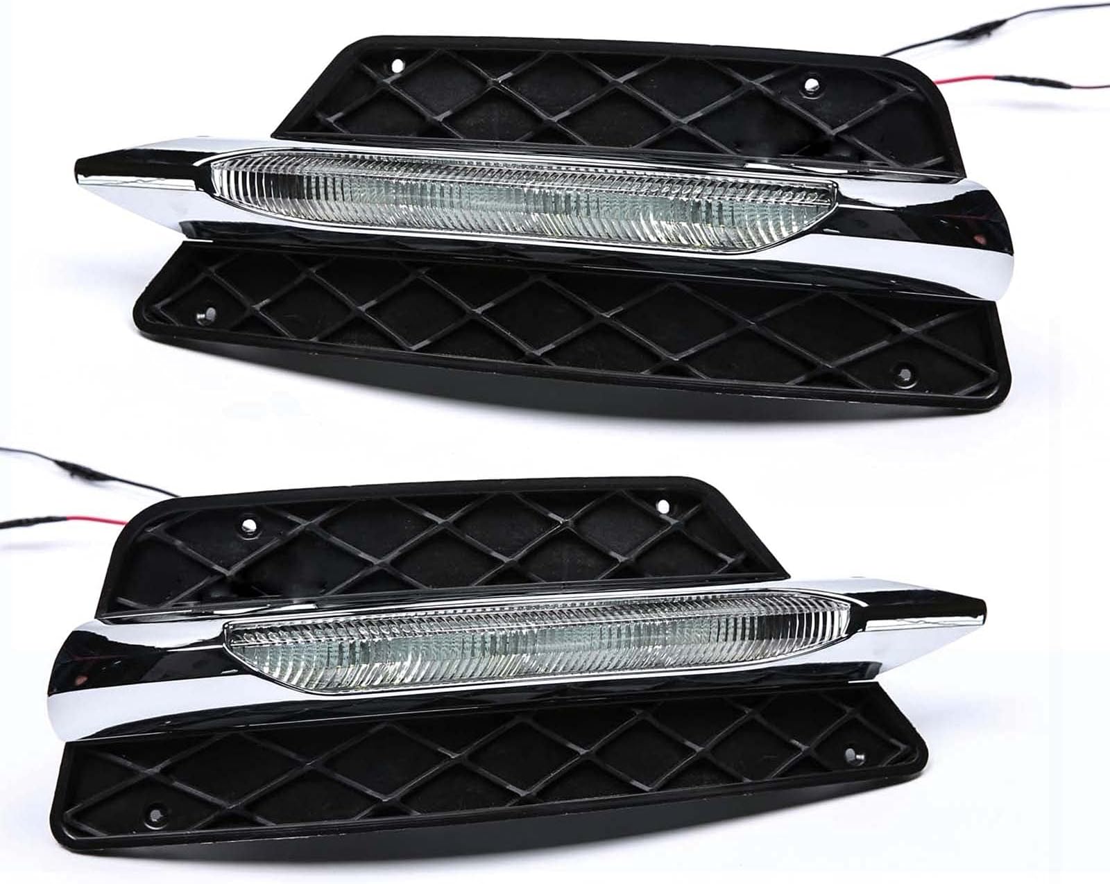 Set of LED Daytime Running Driving Light, Xtreme Super Bright Front Bumper Fog Lamp w/Led Bulbs Replacement for Benz W204 C-class C300 C260 2013 2014 2015, 1 Pair DRL (Left & Right)