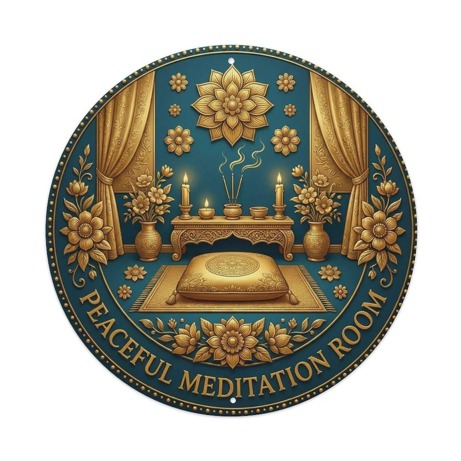 Vintage Peaceful Meditation Room Flower Zen Yoga Metal Tin Sign