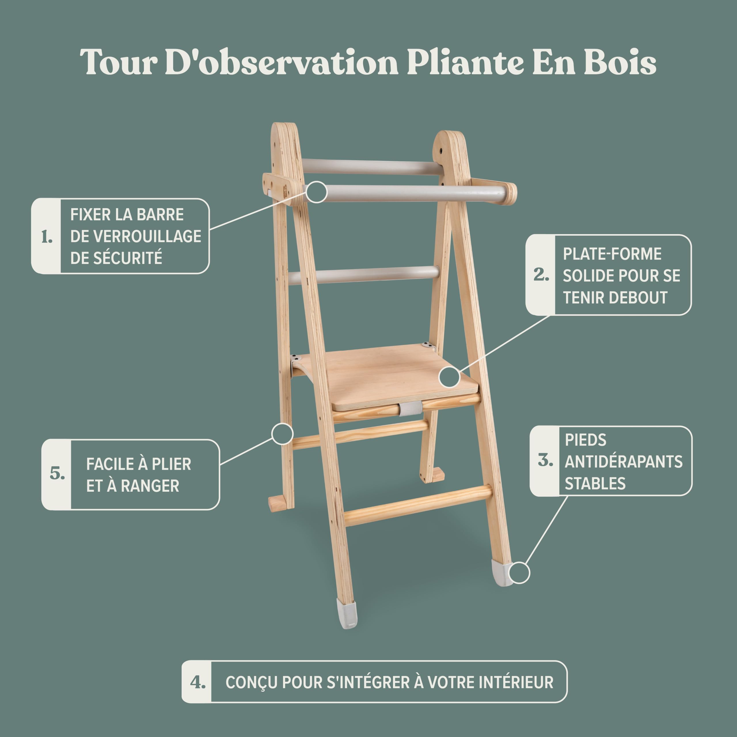 Active Tots Tour D'apprentissage Pliable Montessori en Bois FSC®