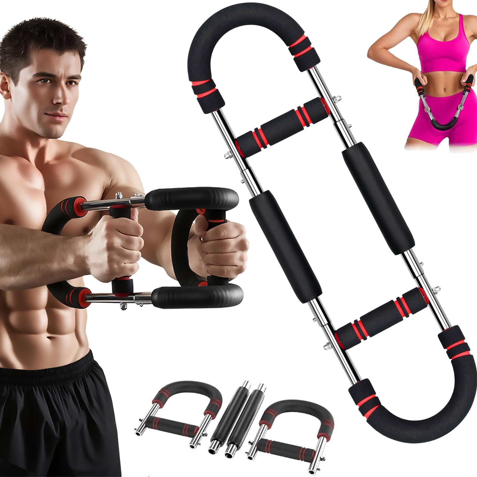 Power Twister Armtrainer - Verstellbarer Brusttrainer 30-50KG für Zuhause | Oberkörper Trainingsgerät für Bizeps, Trizeps & Unterarm | Robuste Stahlfeder Fitnessgerät für Männer & Frauen