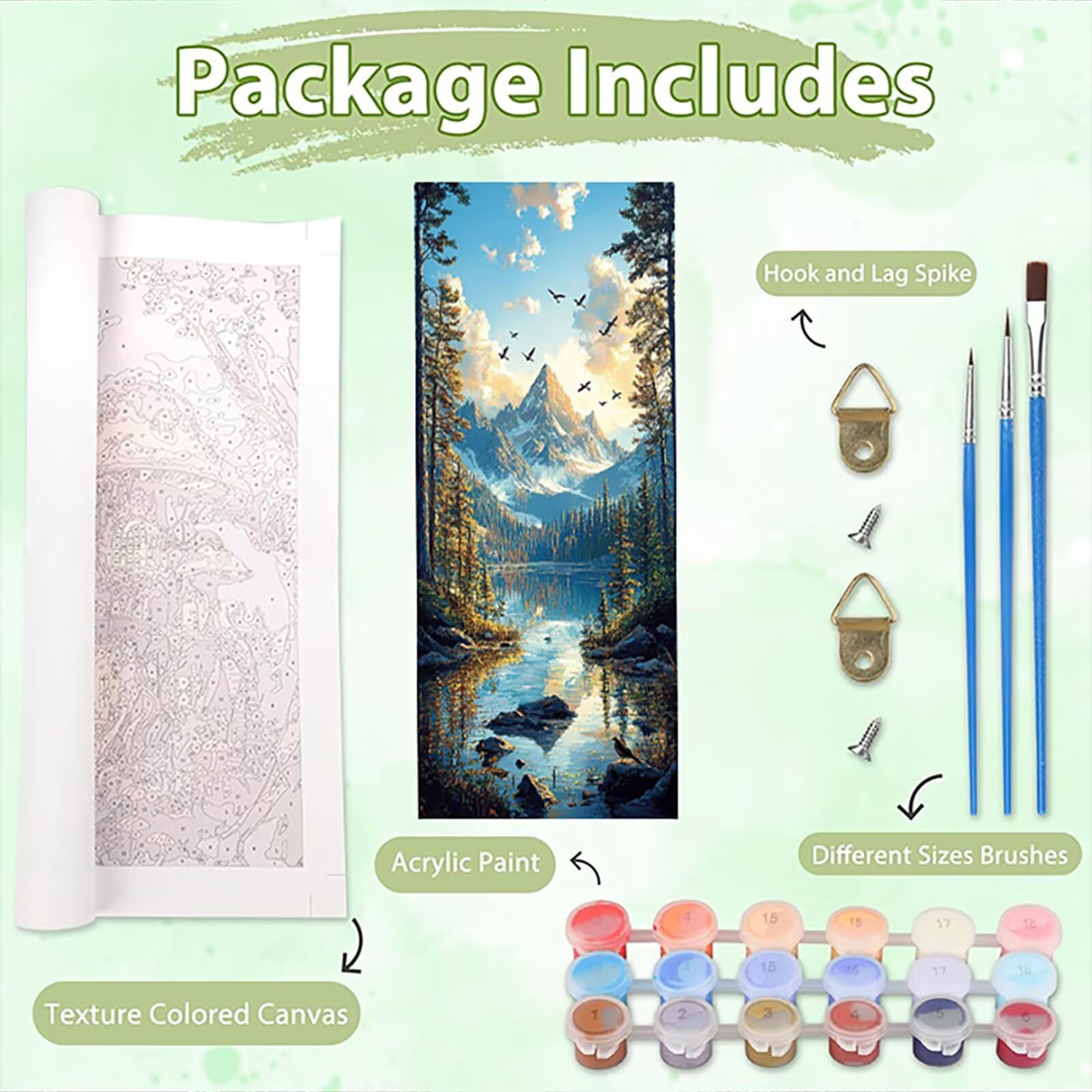 Malen Nach Zahlen 50x150cm Leinwand Fuji-Berg Malen Nach Zahlen Erwachsene mit Ohne Rahmen, DIY Kreativ Set für Erwachsene mit Pinseln und Acrylfarbe, Zimmer Deko Wald Landschaft Geschenk, P0M-872