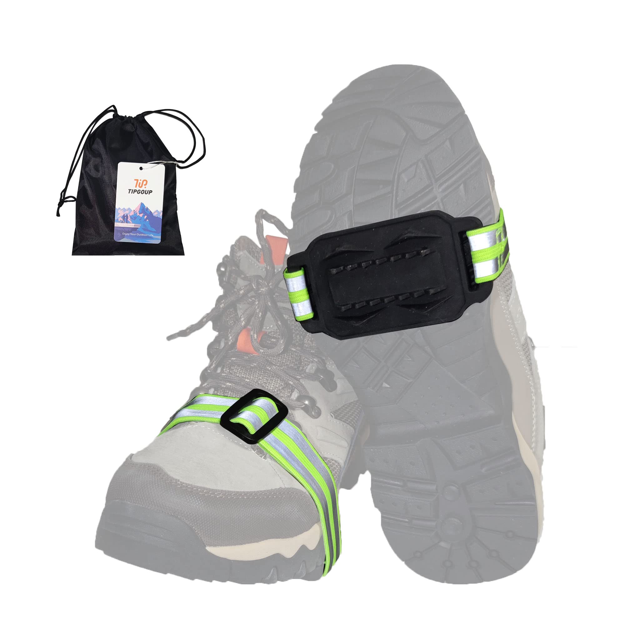 TIPGOUPIce Cleats Mid-Sole Snow Traction Cleats Crampons with Adjustable Straps Easily Rotate Non Slip Grippers for Shoes and Boots Walking on Snow Ice Winter Walking for Men Women