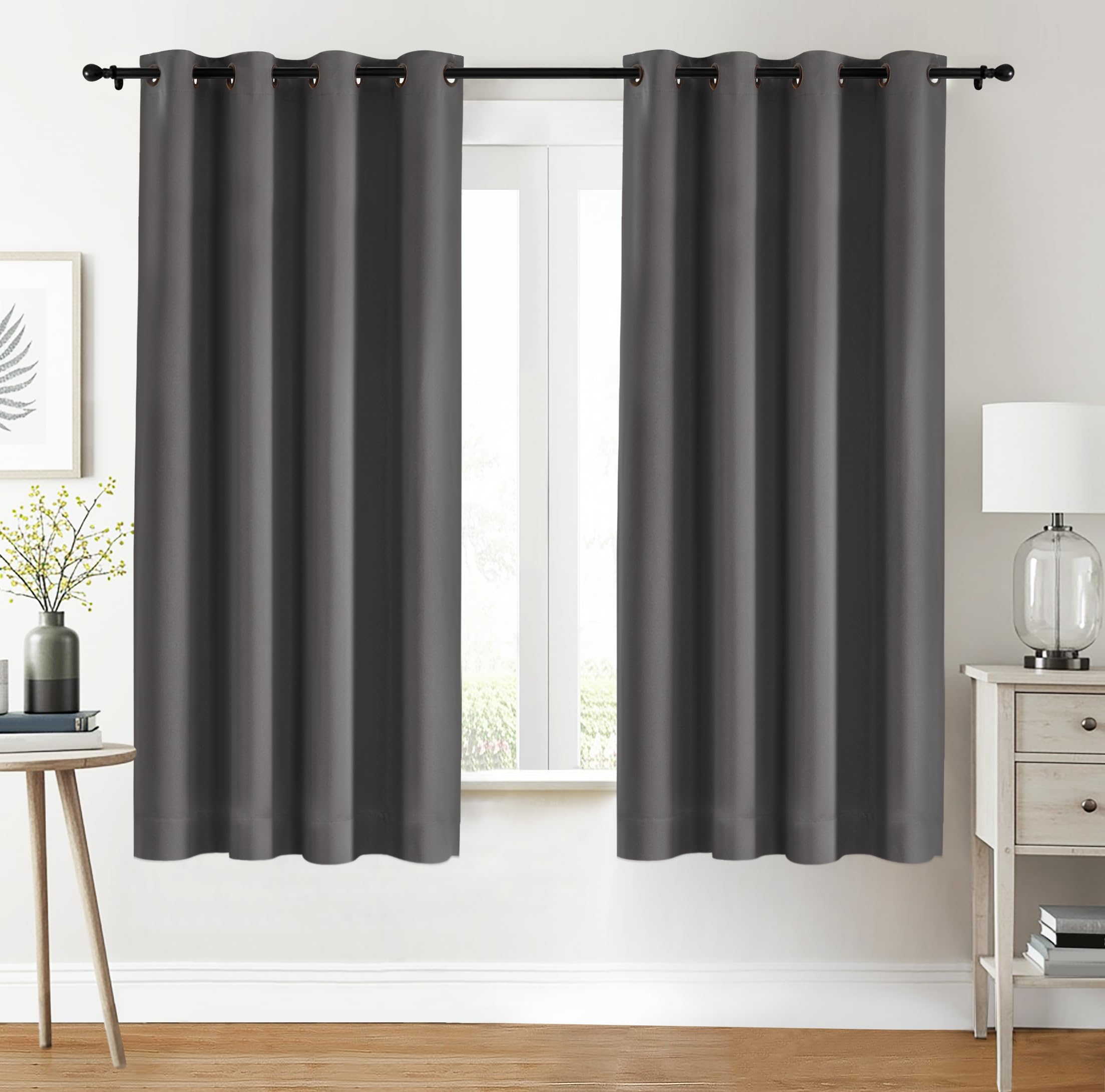 Utopia Bedding Opacas Cortinas Salon Modernas 2 Piezas 117x183 cm, Gris - Cortinas Térmicas Aislantes Frío Calor y para Dormitorio, Salón y Cocina con Ojales