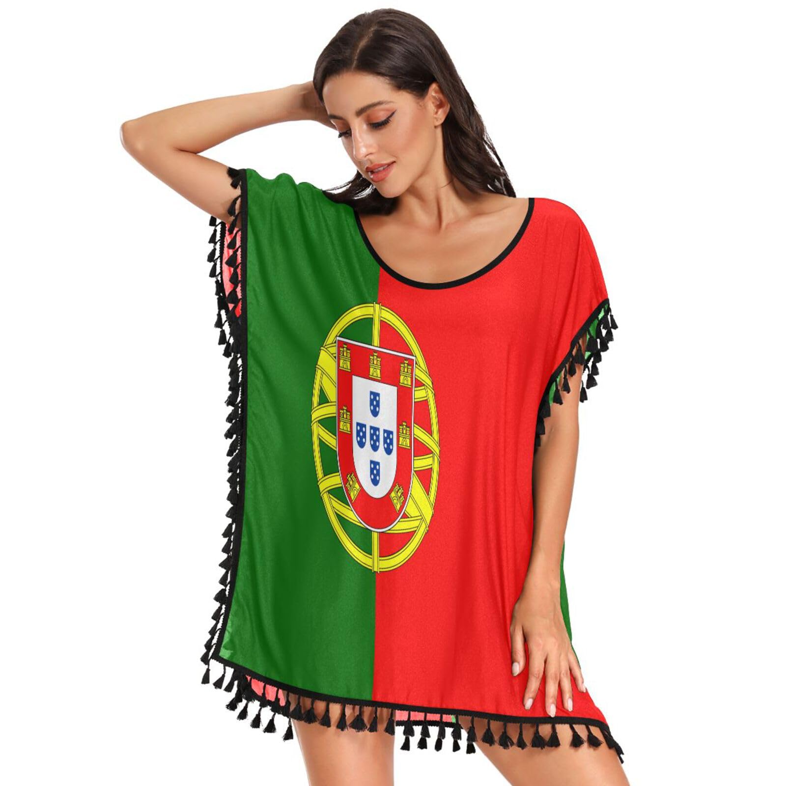 Linqin Traje de baño mujer bandera Portugal vestido playa