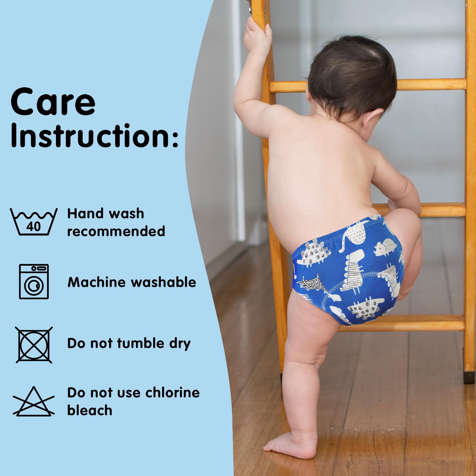 Pantalones de entrenamiento de algodón para bebé, 6 paquetes, ropa interior absorbente para entrenamiento de baño para niños 3T-5T