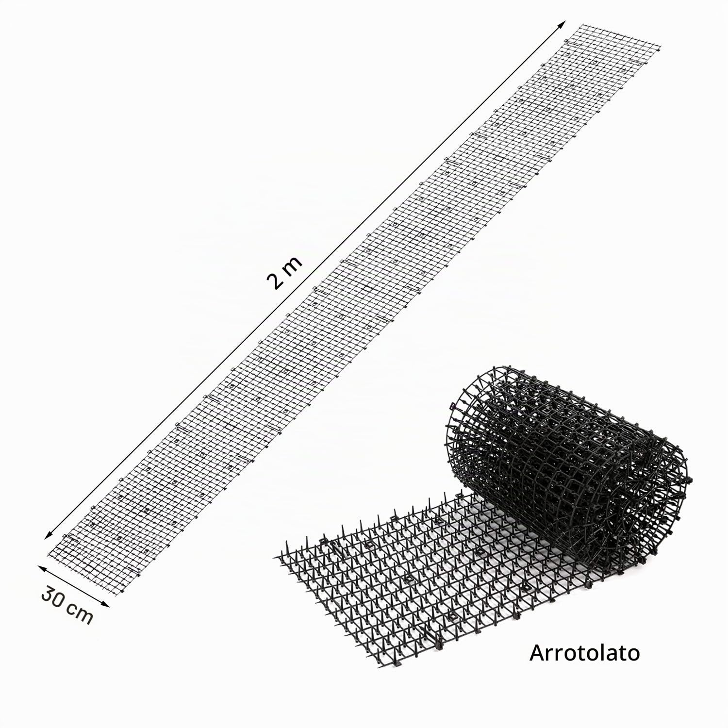 WADEO Tappetino Repellente per Gatti 200x30cm, [2 Pezzi] [I gatti lo temono], Griglia Dissuasione Gatti con 16 Graffette per Giardino, Balcone, Interno, Esterno (2 Pezzi)