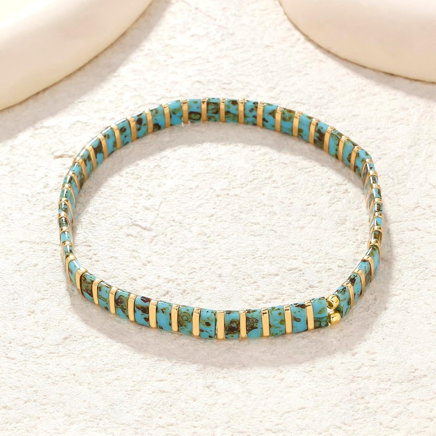 KELITCH Rainbow Stretch Bracelets Elastic Friendship Bracelets Boho Summer Beach Jewelry
