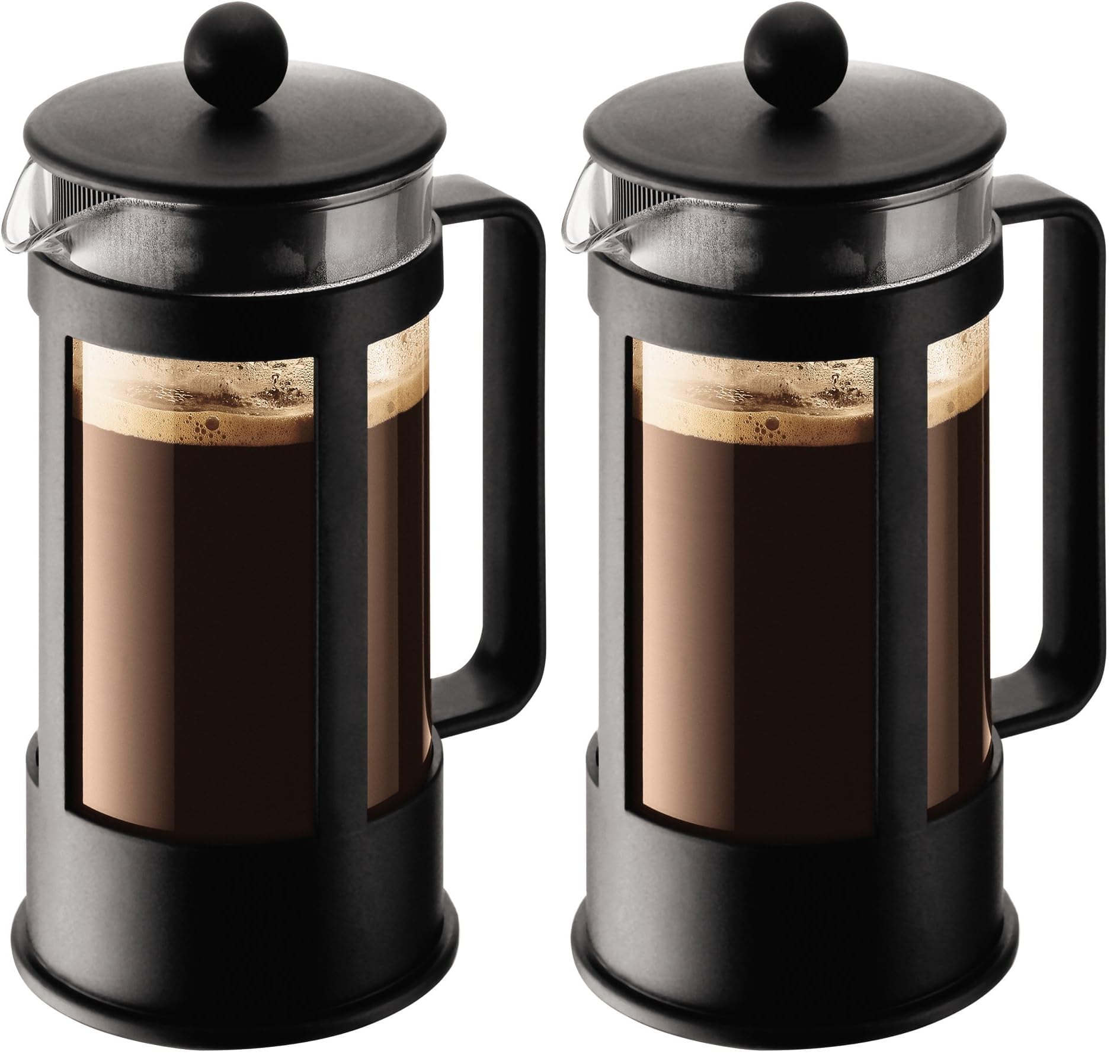 Bodum Kenya Kaffeebereiter - 350ml / 3 Tassen - Manuelle French Press aus Borosilikatglas und Edelstahl - Spülmaschinenfest - Made in Portugal (Packung mit 2)